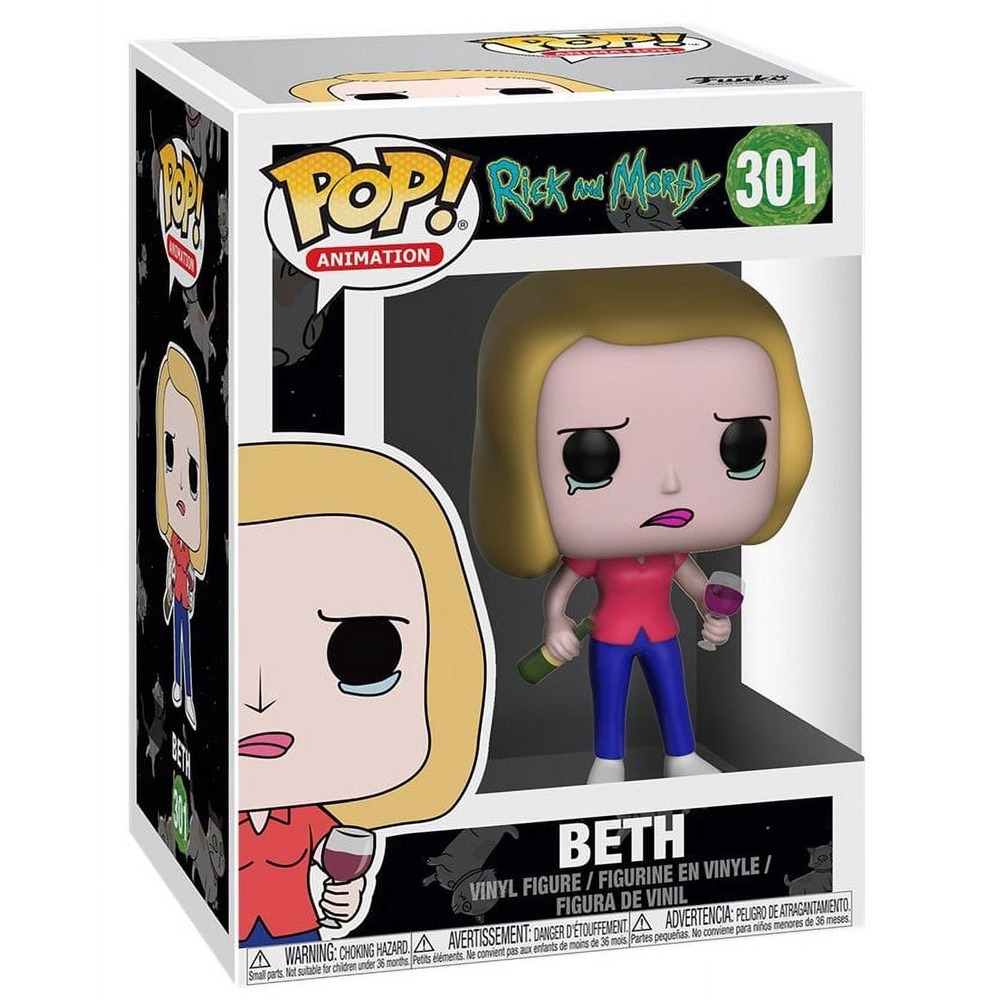 Funko Pop Rick and Morty Beth with Wine Glass 301 Vinyl Figure Animation New NIB